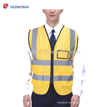 2017 heißer Verkauf Executive Weste Hohe Sichtbarkeit WaistCoat Two Tone Reflektierende Sicherheit Große Tasche